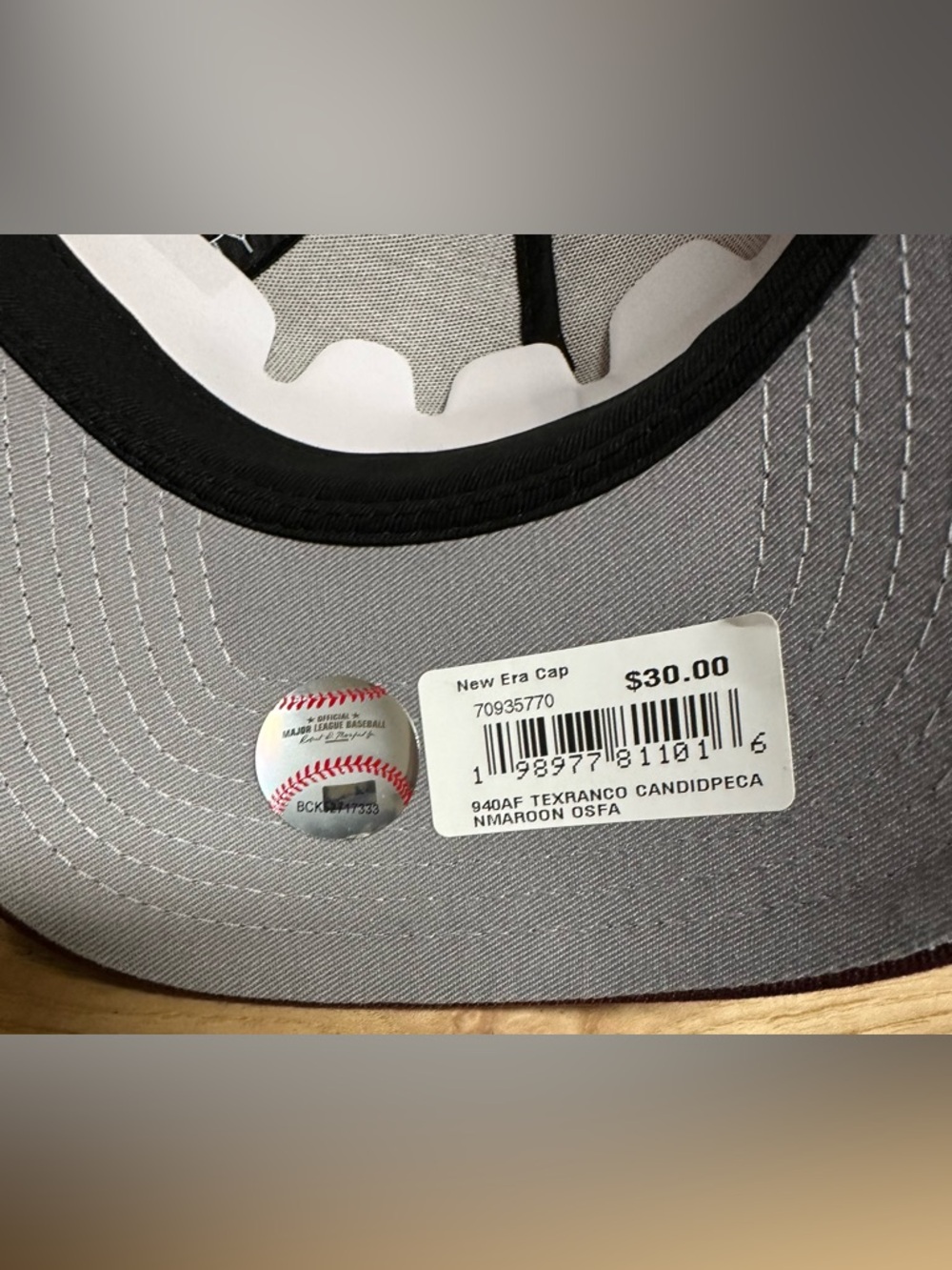 New Era Texas Rangers 9FORTY A-Frame Snapback Hat Tan / Maroon Cooperstown NWT - Picture 6 of 8